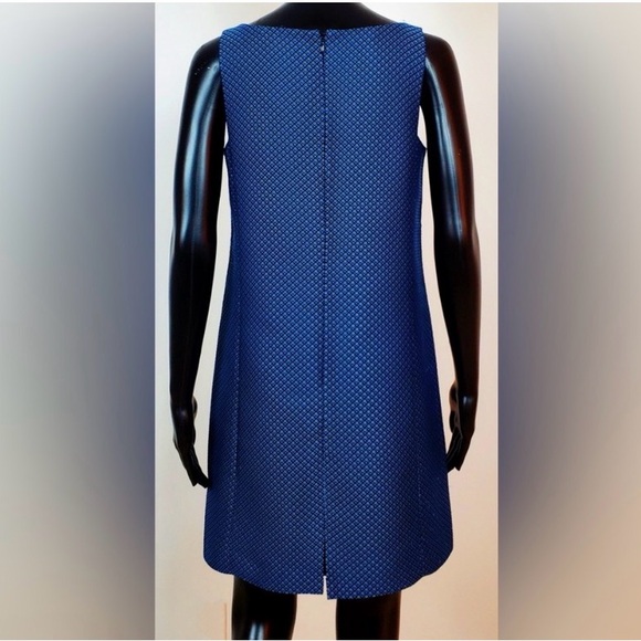 Club Monaco Diamond 3D Print Monogram  Jacquard Shift Dress Dark Blue - Picture 5 of 7